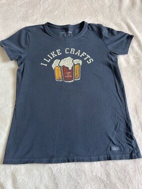 Life Is Good Women’s Crusher Tee I Like Crafts Beer Graphic Medium 100% Cotton